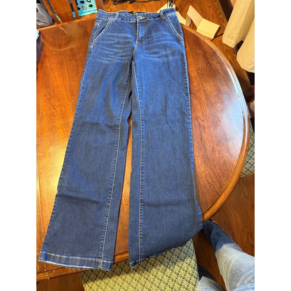 Lucky & Blessed L&B Palazzo Wide Leg Jeans Medium Wash Stretch Denim Size 8